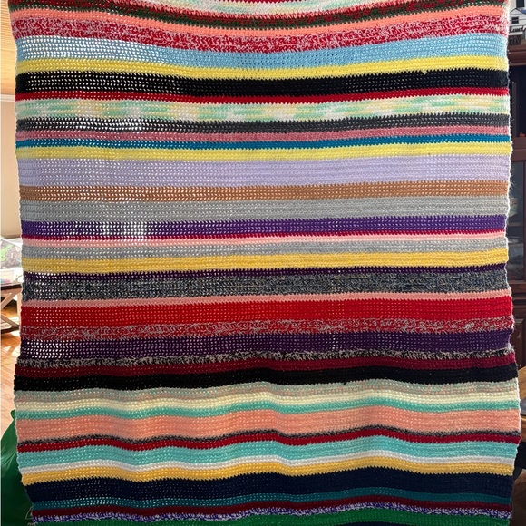 BUNDLE HANDMADE Colorful CROCHET Striped Throw Blanket - Picture 3 of 3